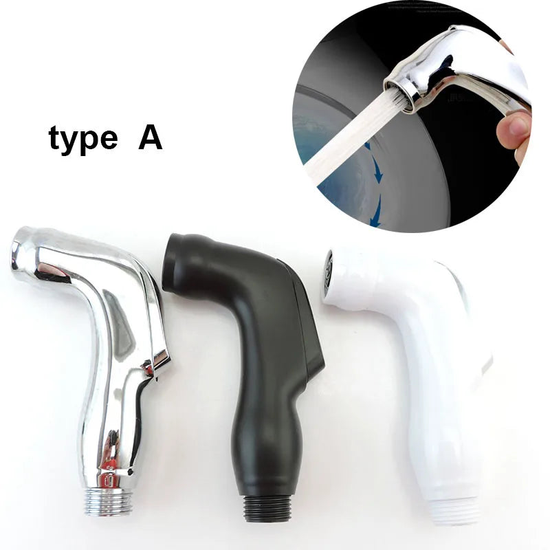 Pomme de douche WC portative autonettoyante en ABS blanc argenté, pulvérisateur de robinet pour bidet de salle de bain, buse de pulvérisation avec support et flexible pour abattant de toilettes