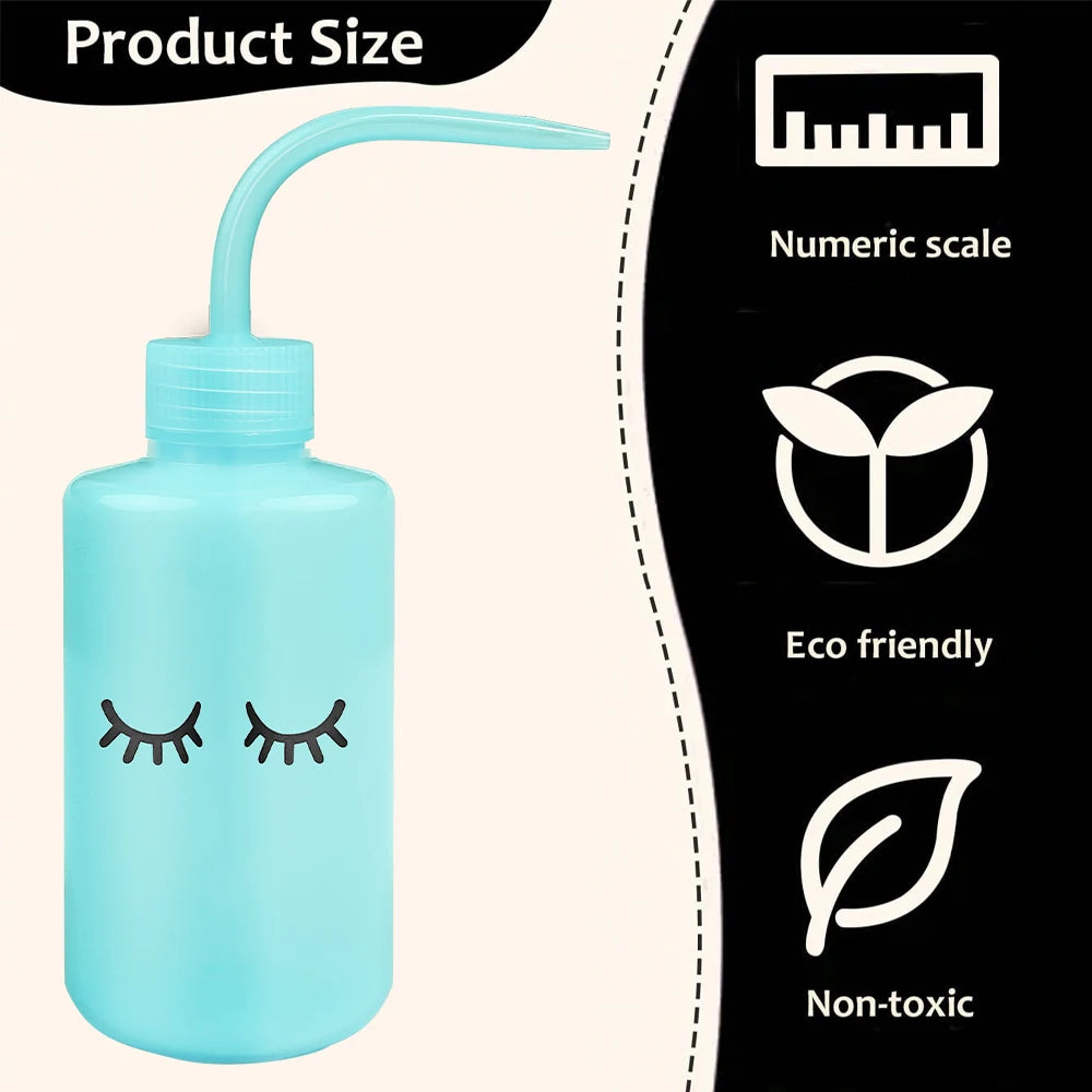 1PCS Plastic Eyelash Cleaning Bottle with Elbow Brush Water Squeeze Dropper for Lash Bath and Primer Application