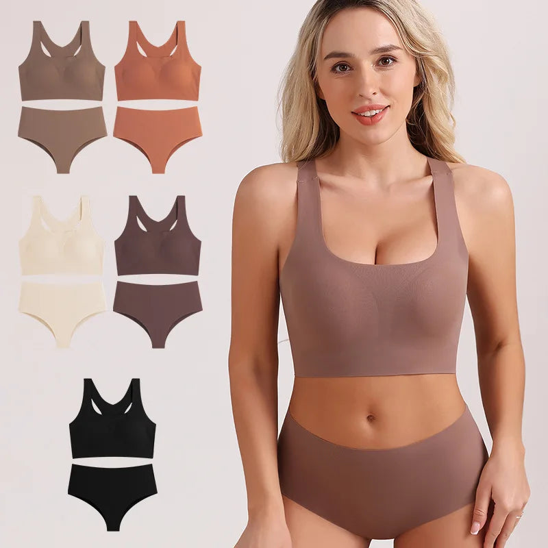 Ensemble soutien-gorge et culotte sans coutures pour femme, dos nageur, lingerie douce pour tous les jours 2026