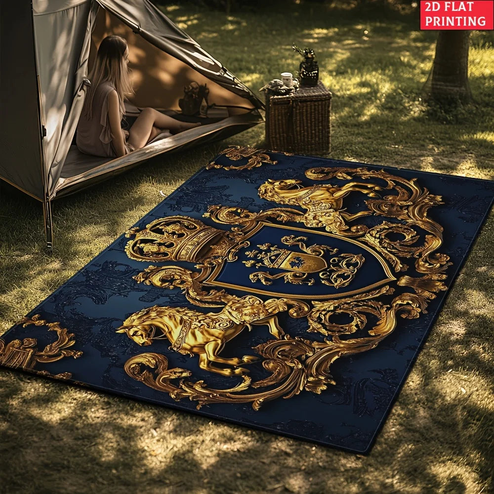 Royal Crest Rug Velvet Flannel Printed Floor Mat Luxury Design Decorative Carpet Outdoor Living Room Home Decor