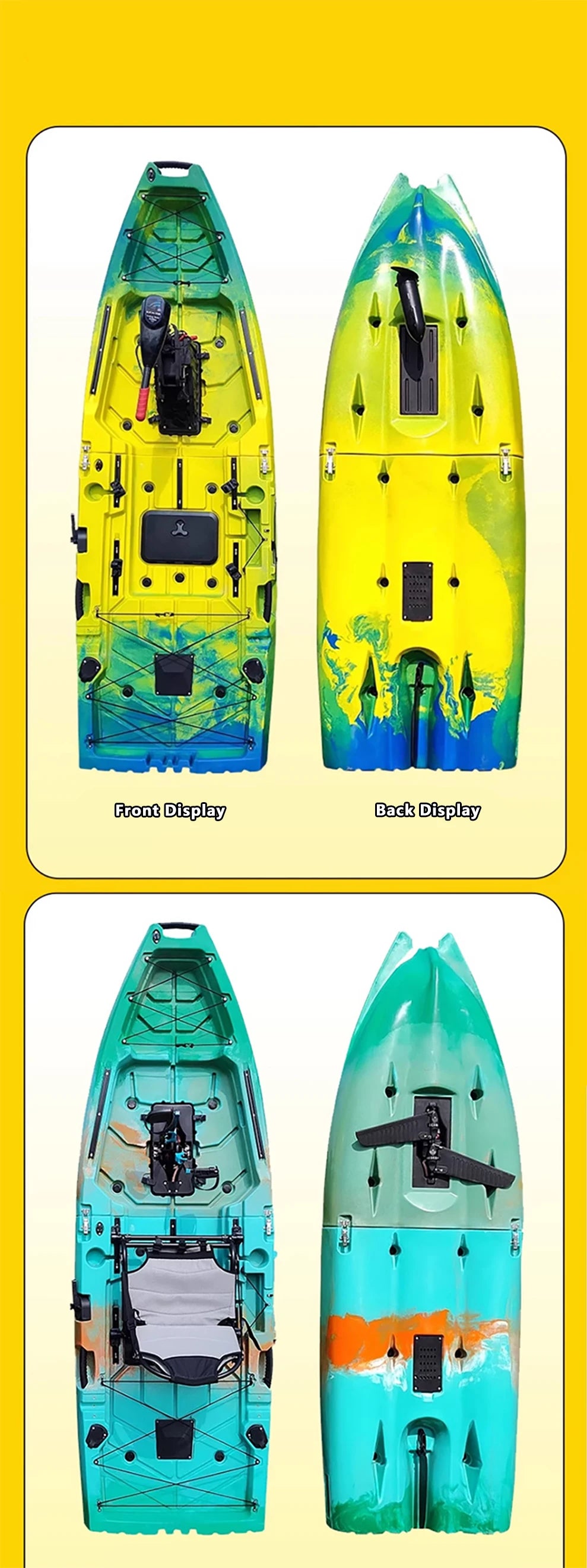 Modular Kayak Electric Pedal Driven HDPE Fishing Boat Portable Take Apart Canoe Motorized Lightweight Durable Accessories Gear
