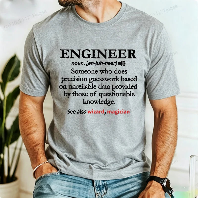 Summer Men's Retro T-Shirts Engineer Definition Shirt Tops Casual Fashion T-shirt Mechanical Engineering Gift TShirt Street Wear