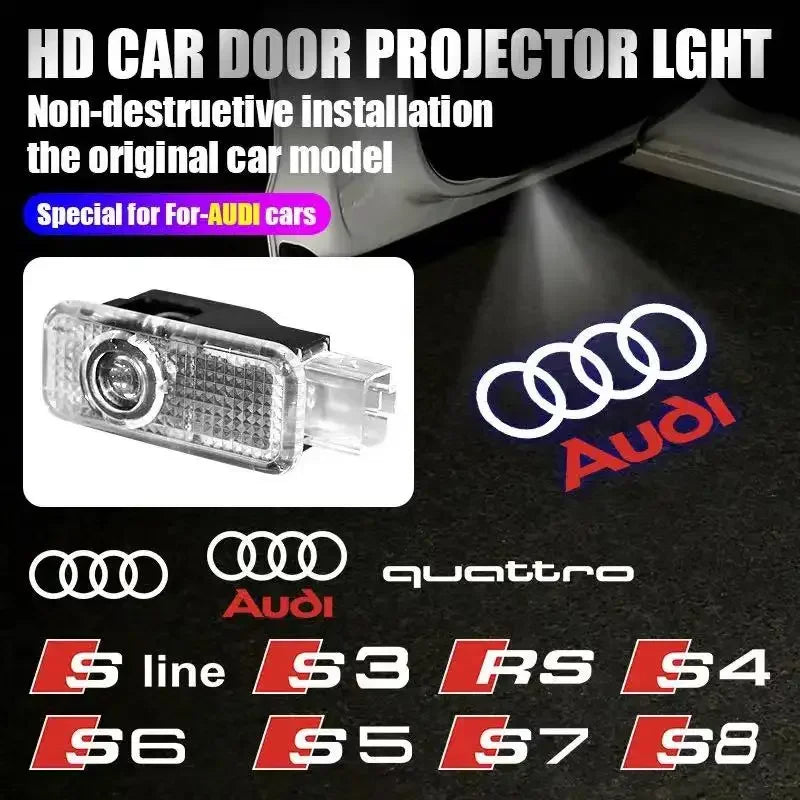 2Pcs Led Logo light Welcome Light For AUDI line S3 S4 RS S6 S5 S7 S8 A3 A4 A5 A6 A7 Q3 Q7 quattro Projector Shadow Ghost Lamp