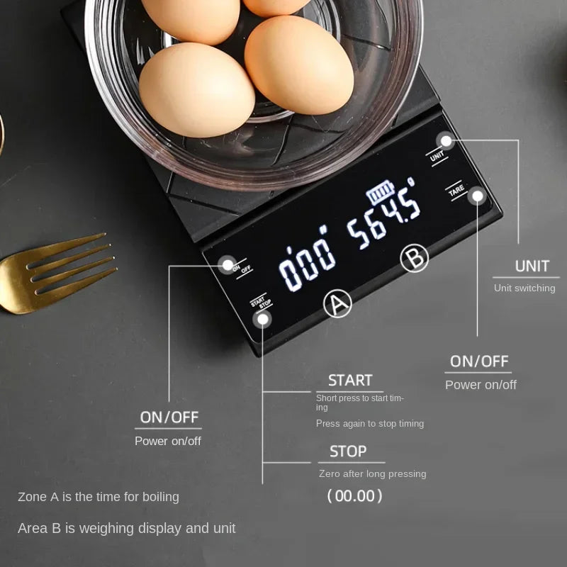 Balance de cuisine à chargement USB avec minuteur, balance numérique LED oz/lb/g, balance électronique domestique pour aliments