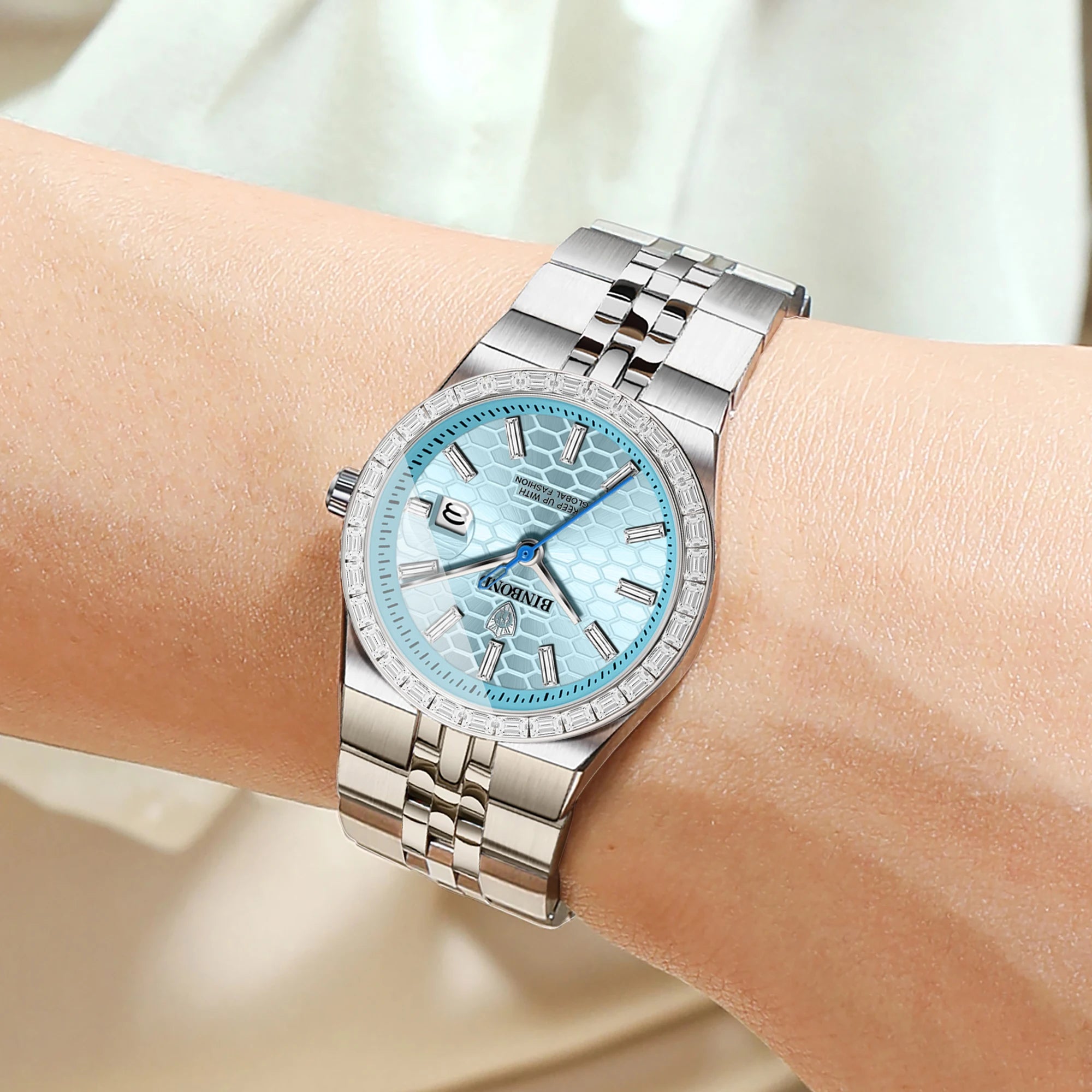 BINBOND Ladies Casual Accurate Quartz Wristwatches For Women Luxury Waterproof Sturdy Auto Date Women's Watches Fashion Reloj