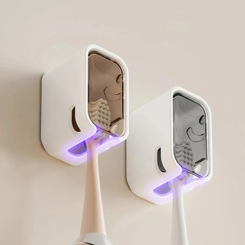 Lot de 2 porte-brosses à dents à clapet, support mural, anti-poussière, boîte de rangement pour brosses à dents électriques de salle de bain