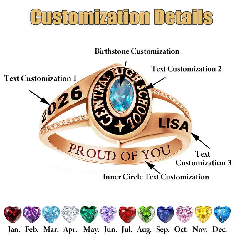 Customized Printing High School Middle Class University College Graduation Ring Graduation Ring Gift Fashion Collectibles