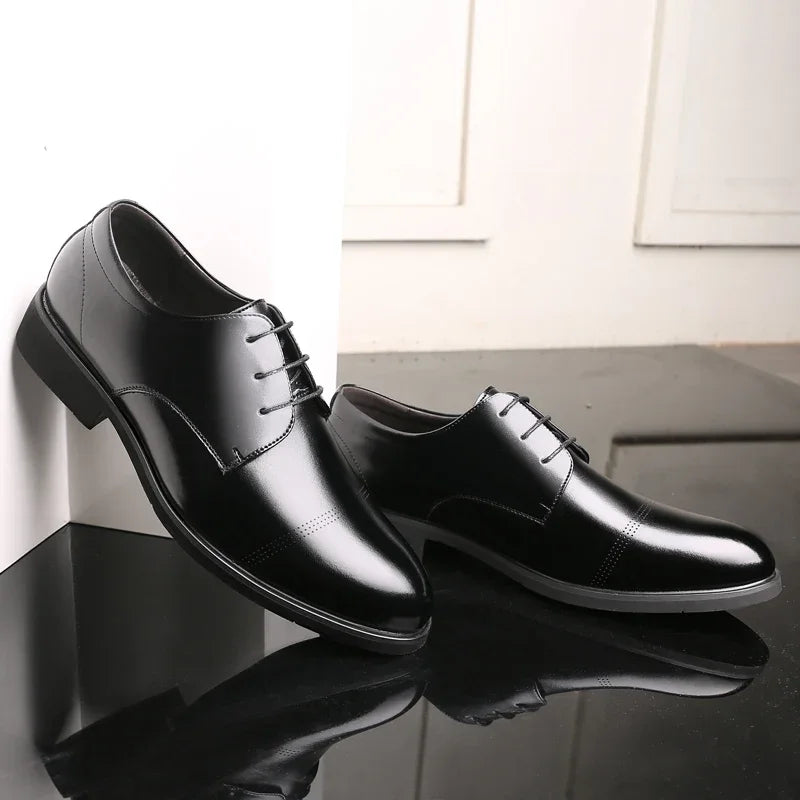2025 Formal Height Increasing Shoes Man Taller Elevator 6CM Invisible Insole For Men Heighten Increased Oxfords Business Lift