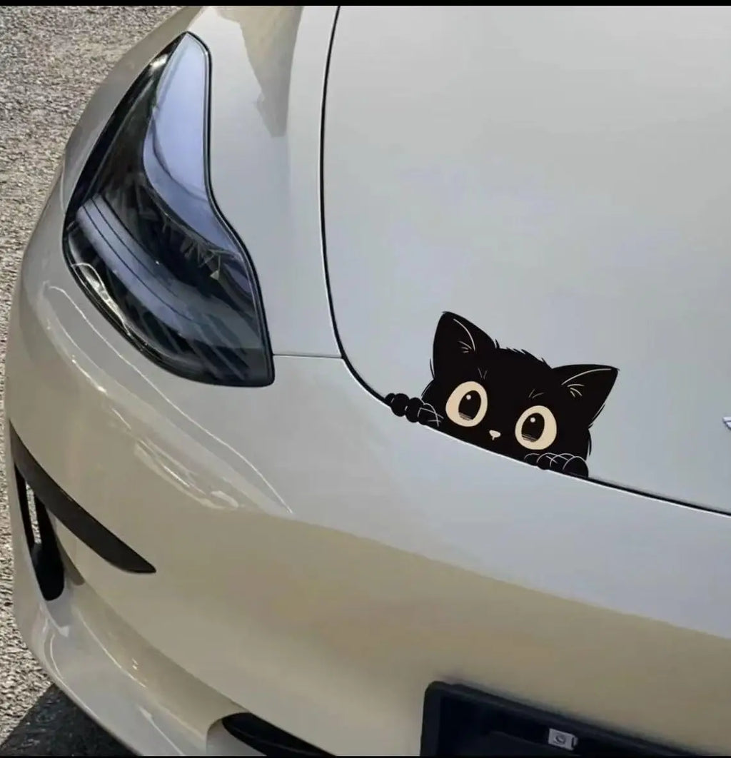 Car Sticker Accessories Poor Cat Is Stealing with Big Eyes Watch Vinyl Car Styling Cover Waterproof PVC Decals