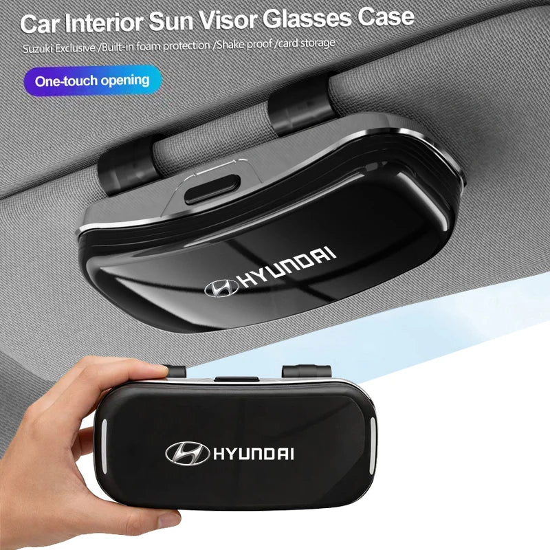 Car Visor Glasses Box Auto Sunglasses Storage Case For Hyundai I10 Venue Veloster Tucson Kona Elantra IX20 Genesis Azera Solaris
