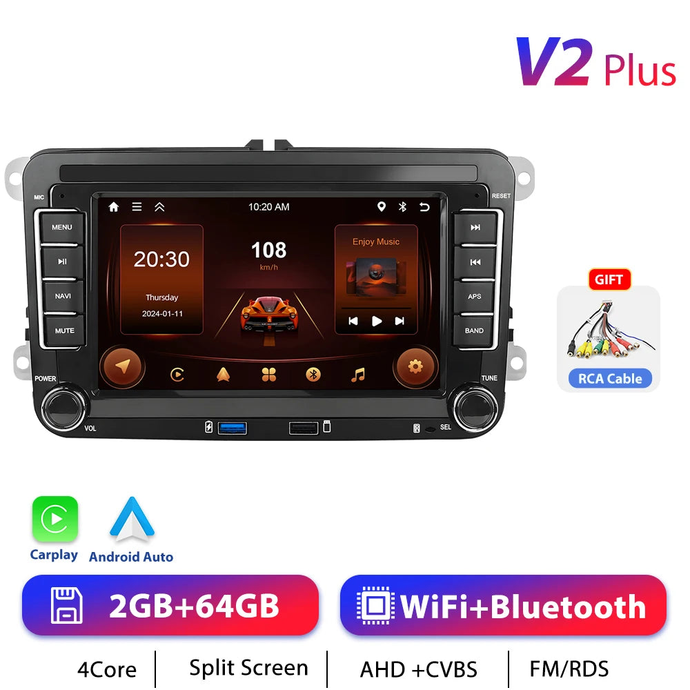 Podofo 7 "9" CarPlay Android Car Radio For Volkswagen VW Golf Passat JETTA Skoda SEAT Car Intelligent System 2din GPS Car Radio