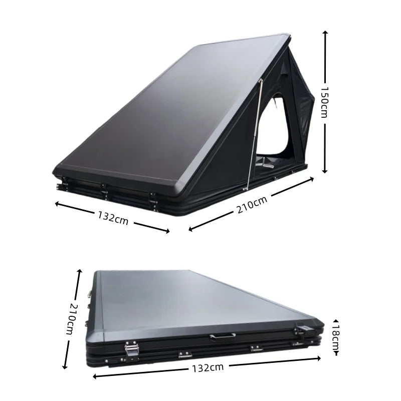 4x4x270cm Hard Shell Roof Top Tent, Waterproof Aluminum Rooftop Tent for Outdoor Camping