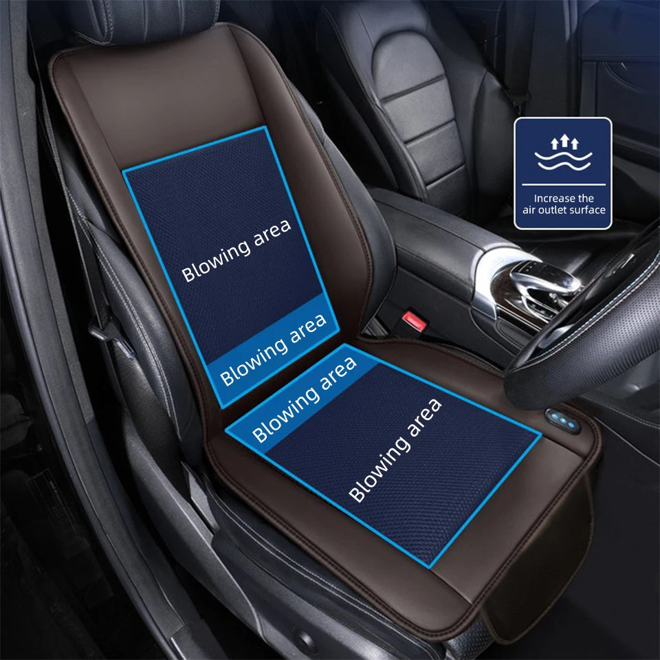 Coussin de siège de voiture rafraîchissant de luxe en cuir PU USB 12V/24V Housse universelle de siège avant refroidie avec ventilateur Tapis de refroidissement pour siège de voiture