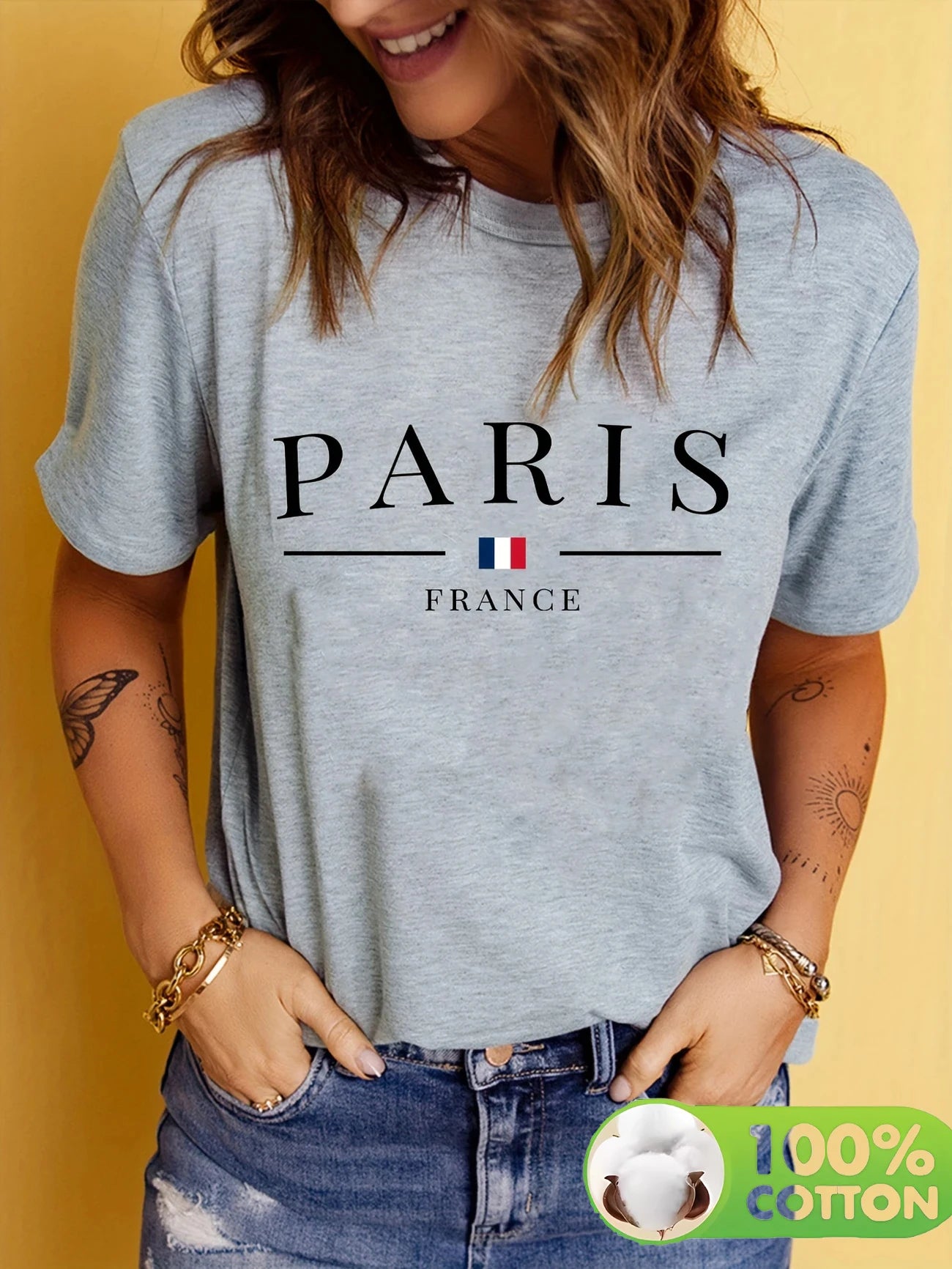 100% Cotton PARIS France Casual Print Streetwear T-Shirts Female T Shirts Egirl Korean Fashion Graphic Tees Tops Women Clothing