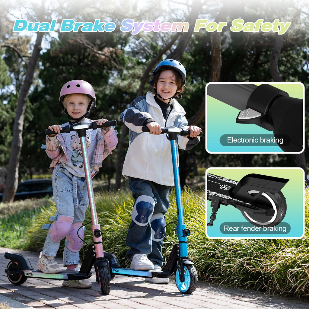 RCB R12 6-12 year old child electric scooting Lights RGB Non-zero start Double brake LCD screen 3-speed foldable