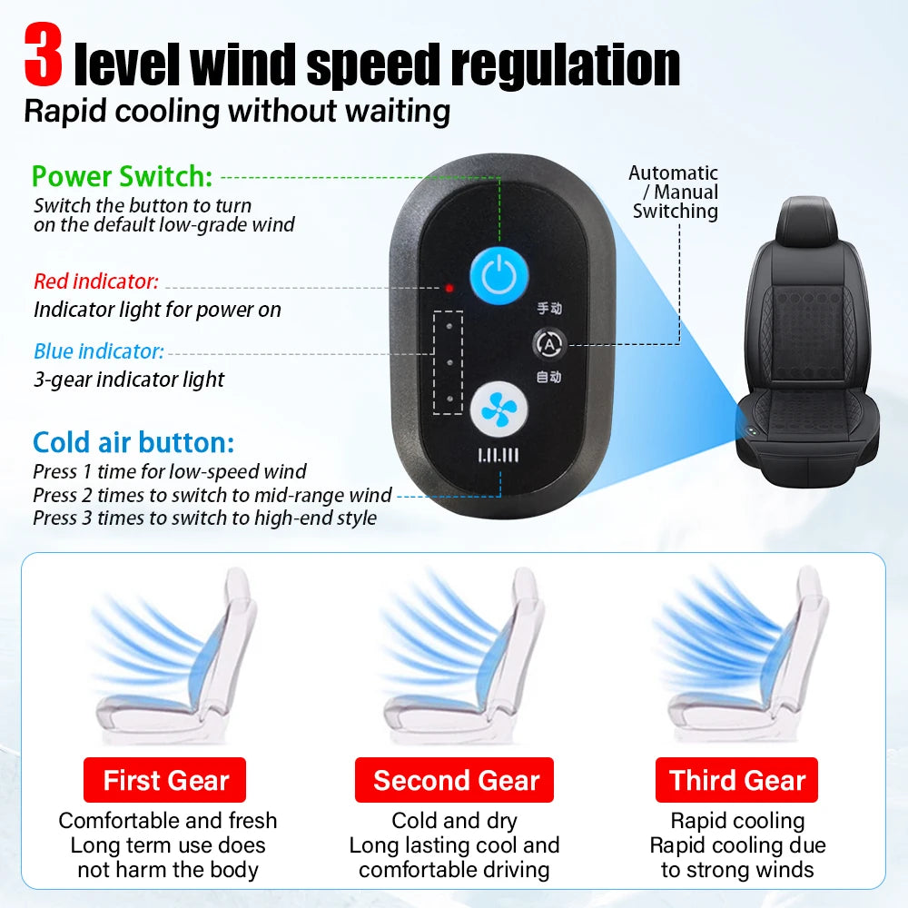 DC 12V 3D Spacer Car Summer Cool Air Seat Cushion With 16/20/24Fan Fast Blowing Ventilation Seat Cooling Pat Refrigerated Seat