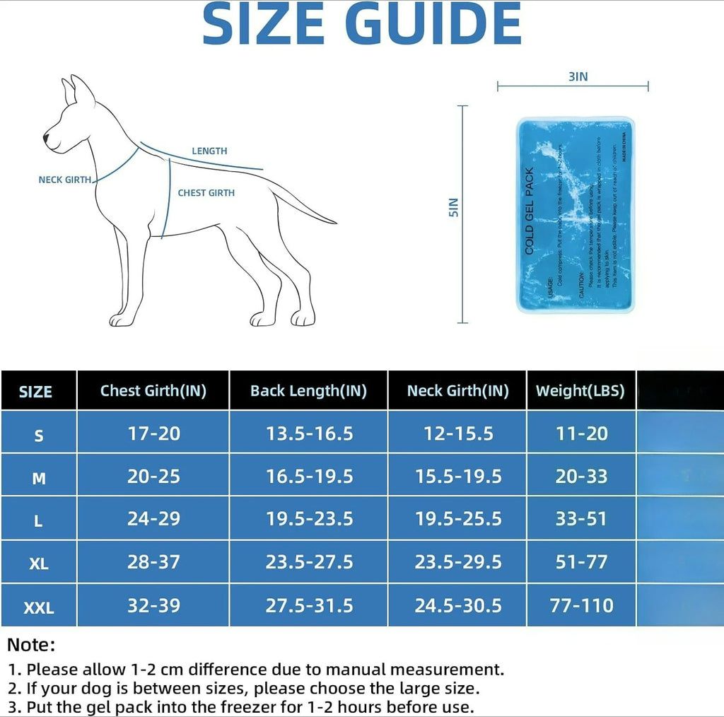 Dog Cooling Vest with Ice Pack Breathable Mesh Sun Protection Adjustable Summer Cool Jacket for Small Medium Large Dogs Puppy