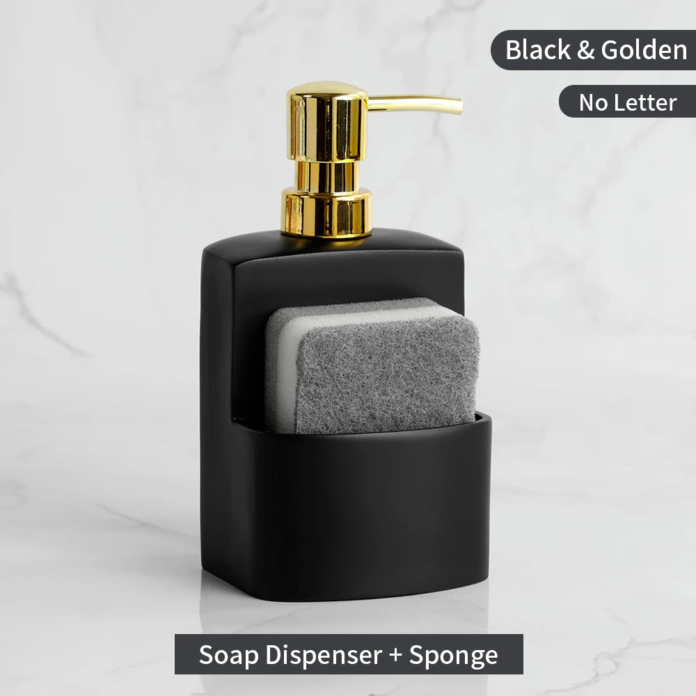 Kitchen Accessories Sink Countertop Liquid Hand Soap Dispenser Pump Bottle Caddy with Storage Compartment Holds Stores Scrubbers