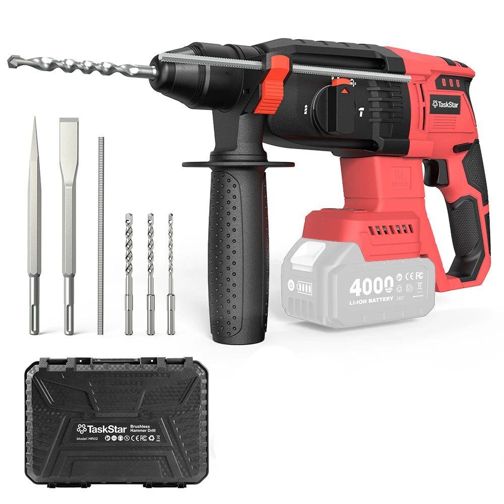 Taskstar 30mm Electric Hammer Drill Brushless Multifunctional Rotary Hammer Cordless Impact Drill For Makita 18V Battery Pins