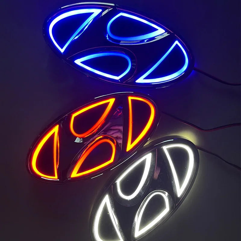 Car 5D LED Front Rear Light Emblem Sticker For Hyundai Genesis N-LINE I10 I20 I30 I40 IX20 IX35 Kona Getz Veloster Tucson Elantr