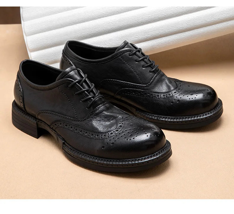 Soft Leather Mens Wedding Brogues Shoes Luxury Genuine Leather Spring Designer Handmade Quality Autumn Formal Social Shoes Man