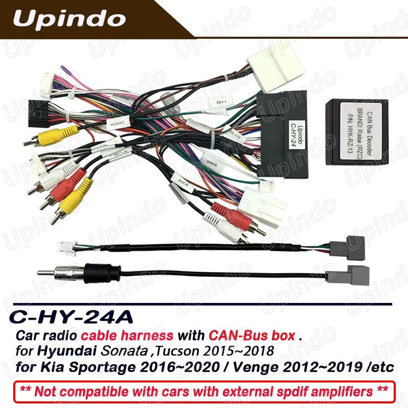 Car Radio Cable CANBus Decoder SPDIF Audio Amplifier Adapter Power Wiring Connector Harness Socket for KIA Hyundai Sonata 9