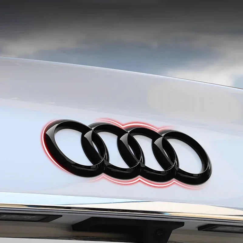 ABS Four Ring Car Logo Cover Front Grille Badge Rear Trunk Emblem Decal For Audi A3 A4 A5 A6 A7 A8 Q3 Q5 Q7 Q8 Car Accessories