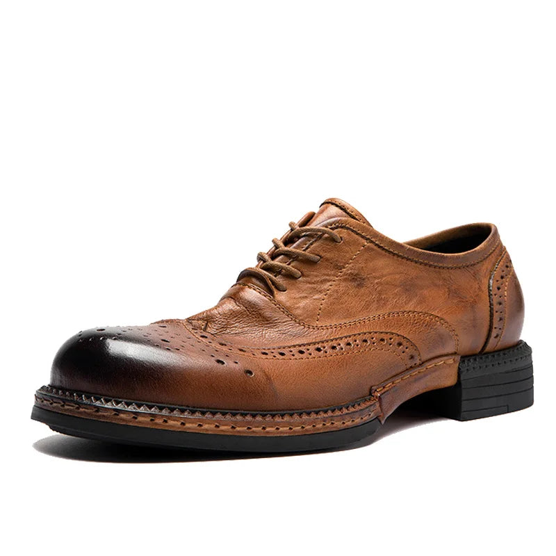 Soft Leather Mens Wedding Brogues Shoes Luxury Genuine Leather Spring Designer Handmade Quality Autumn Formal Social Shoes Man