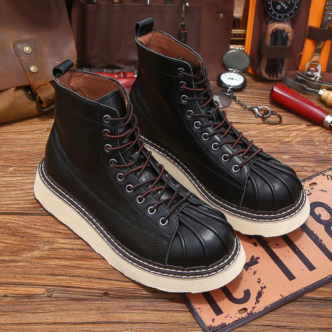 New Fashion Vintage British Men Leather Shoes Casual Round Toe Ankle Boots Spring Autumn Business Dress Chelsea Boots