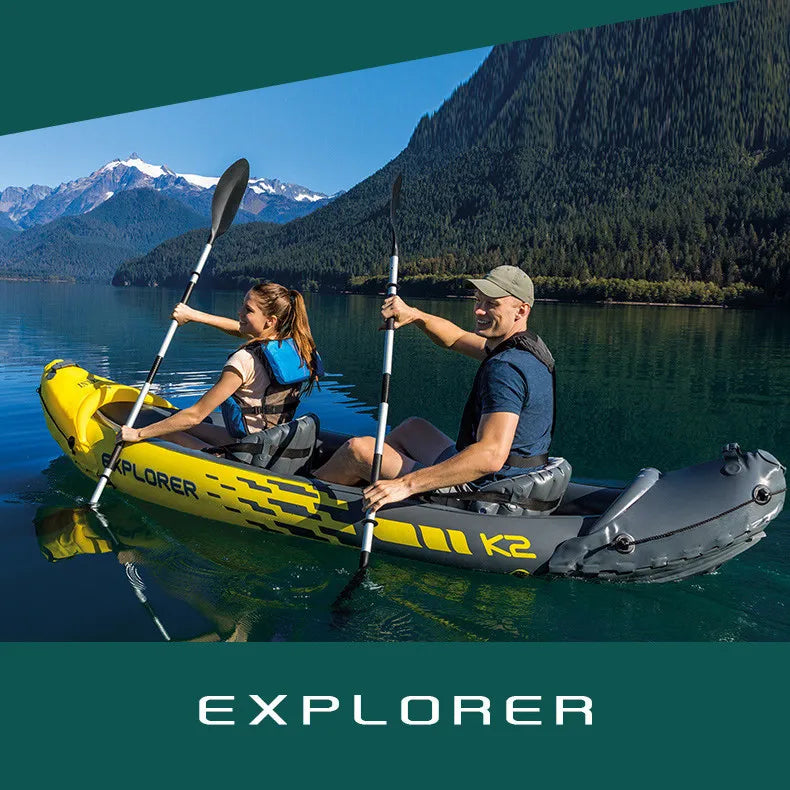 Double Kayaker INTEX 68307 Inflatable Dinghy Rafting Double Assault Boat Rafting Kayaker With Seat Outdoor Fishing Boat
