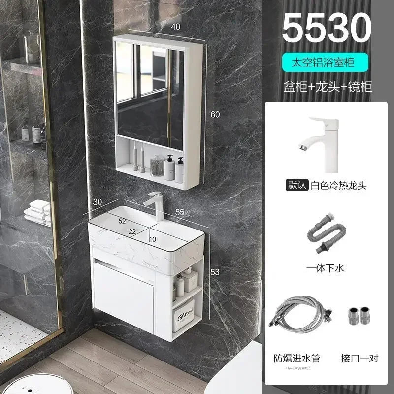 Compact Mini Bathroom Cabinet Minimalist Storage Ceramic Integrated Bathroom Vanity Cabinet Modern Archivadores Trendy Furniture