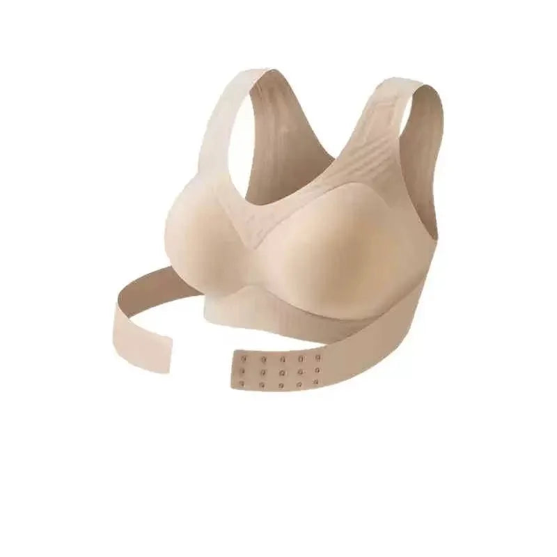Soutien-gorge de sport sans coutures une pièce, galbant et correcteur de posture pour femme, avec boutonnière sur le devant et push-up réglable