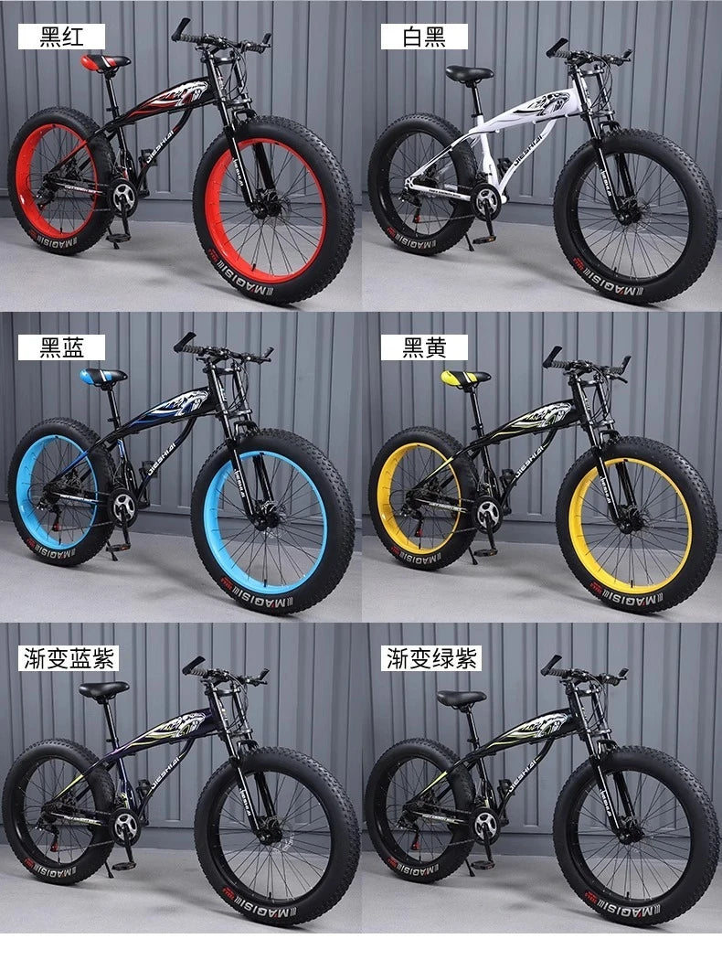 26" 24" Adult Mountain Bike, Large Tire Variable Speed Bicycle, Dual Disc Brake Shock Absorption MTB with Butterfly Handlebar