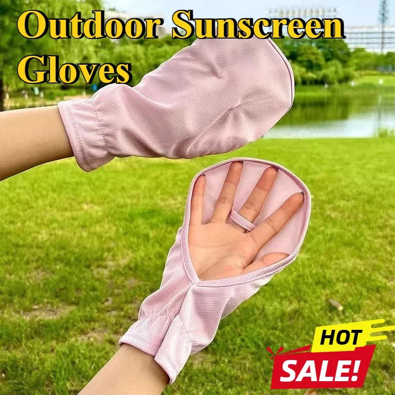 1set Driving Sun Protection Gloves Breathable Fabric Anti-slip Outdoor Cycling Resistant Short Gloves Outdoor hiking accessories