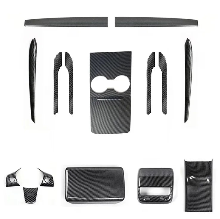 for Tesla Model Y 3 2023 ABS Carbon Fiber Center Console Wrap Cover Kit Dashboard Armrest Door Side Trim Sticker Accessories