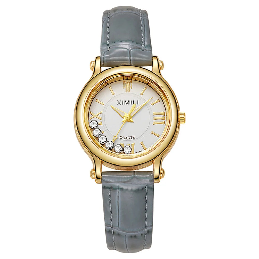 UTHAI New Women's Watch Ball Versatile Trend Female Fashion Quartz Watches Black Leather Ladies Student Clock Wristwatch Gift