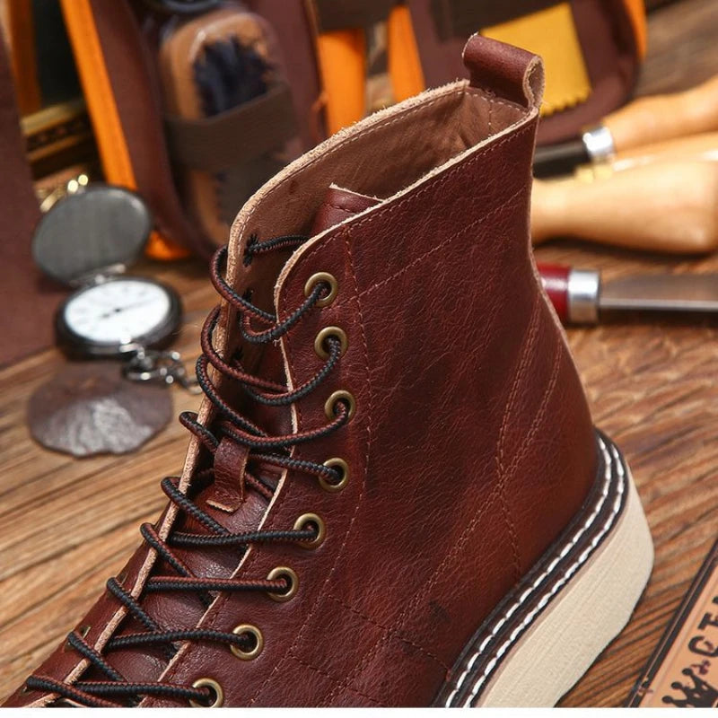 New Fashion Vintage British Men Leather Shoes Casual Round Toe Ankle Boots Spring Autumn Business Dress Chelsea Boots