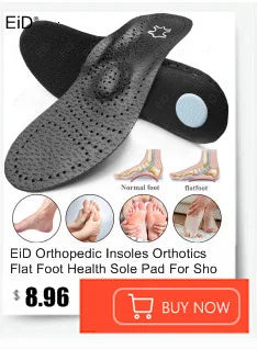 EiD New Arch Support 25mm Orthotic insole Black Leather orthotics Insoles for Flat Foot O/X Leg Corrected Shoe Sole insert pads