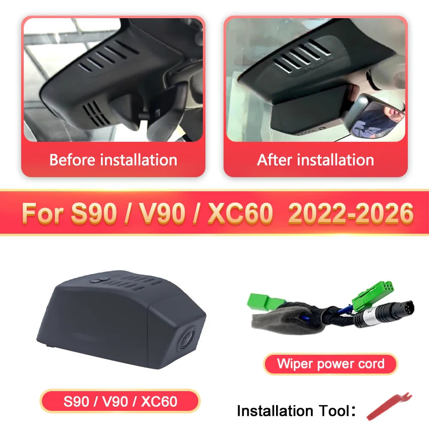 HD 4K 2160P Dash Cam Camera Car DVR Video Recorder For VOLVO XC40 XC60 XC70 XC90 V40 V60 V90 S60 S90 S80 S80L C40 for Polestar 2