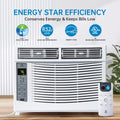 Climatiseur de fenêtre 6000 BTU, unité de climatisation intelligente Wi-Fi avec télécommande et affichage numérique, refroidissement silencieux pour petites pièces jusqu'à 23 m², modes déshumidificateur et ventilateur, installation facile, blanc