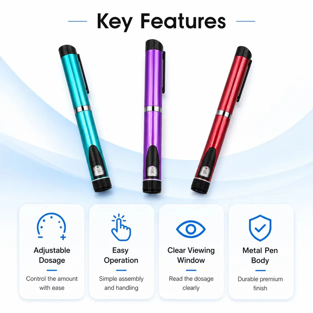 Reusable Pen Injector,Cartridges Set Portable Insulin Injection Pens Peptide Pen Dose Control ,Perfect for 3ml Cartridges