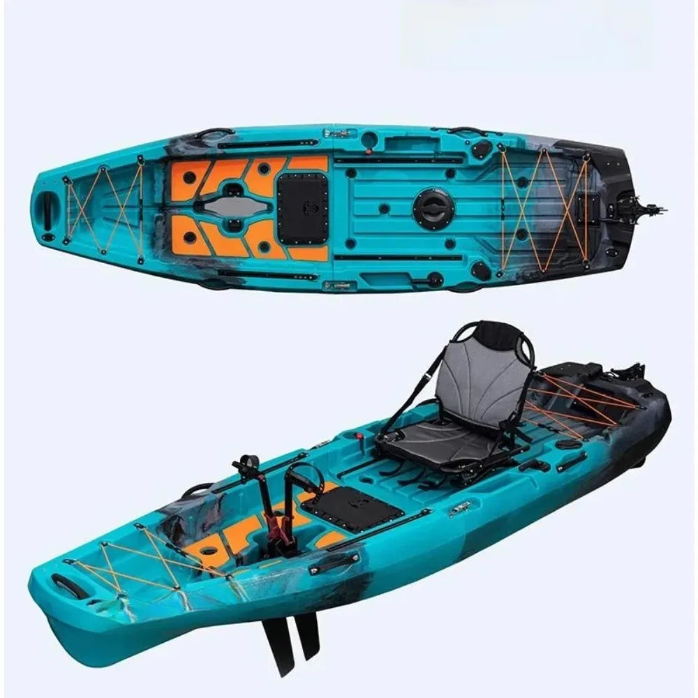 Modular Kayak LLDPE Fishing Boat Motorized Canoe Seat Paddle Rotomolded Portable Take Apart Raft Angling Drift Engine Water Gear