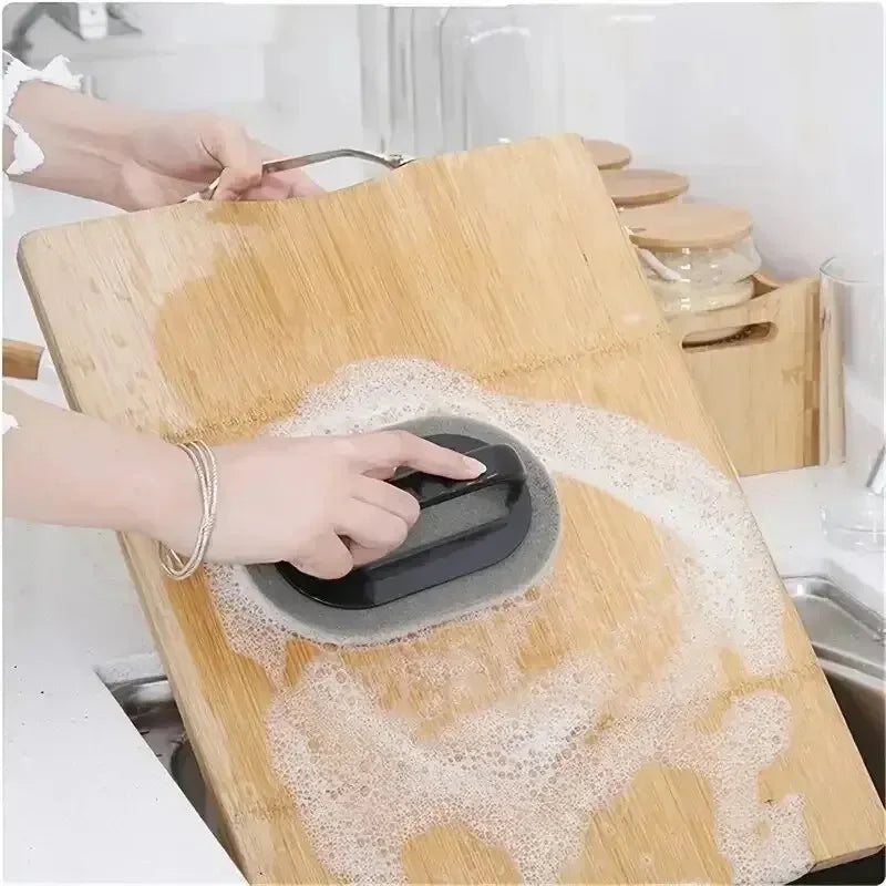 1 Pcs Sponge Brush With Handle Magic Power For Cleaning Pots And Bowls Dirt Removal And Rust removal Brush
