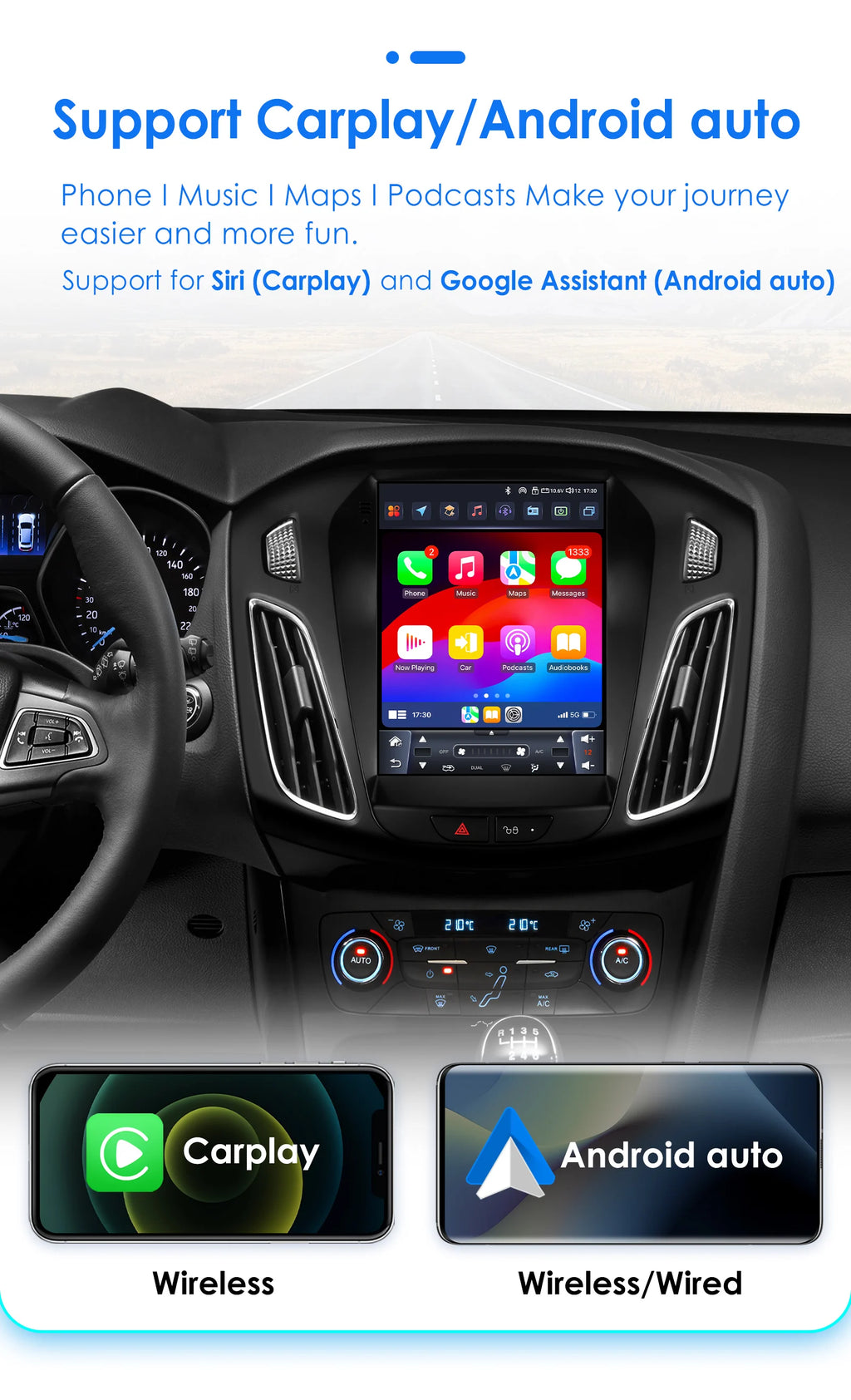 Hizpo 9.7" Car Radio for Ford Focus 3 Mk 3 2011 2012 - 2019 2 Din Android 14 Multimedia Video Player 2Din Carplay Auto Stereo