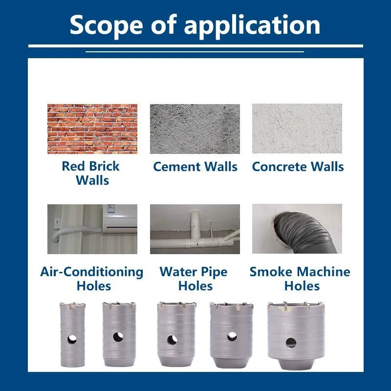 SDS Plus Wall Hole Saw Drill Bit Concrete Hole Saw Hole Cutter Concrete Cement Stone Drilling Tool 30-100mm