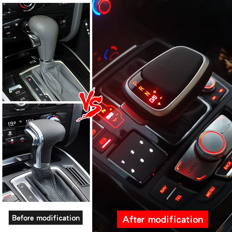 For Audi A4 A5 B8 B7 A7 A6 C6 C7 Q5 8r Q7 4l 8l A3 8P Gear Shift Knob Lever stick LED Light Gearbox Handle Leather Car Automatic