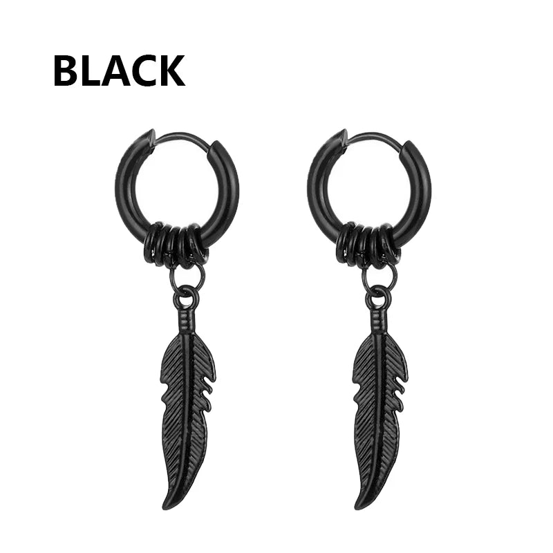 11 Pairs Punk Stainless Steel Stud Earrings Black Earrings Set For Men Women Vintage Hip Hop Piercing Ear Jewelry Accessories
