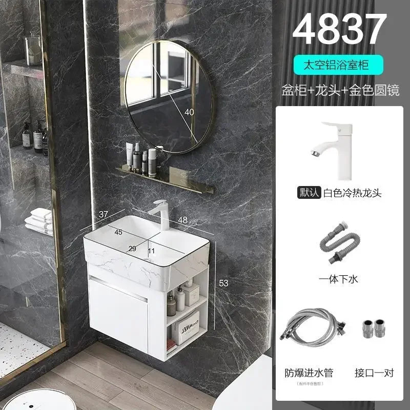 Compact Mini Bathroom Cabinet Minimalist Storage Ceramic Integrated Bathroom Vanity Cabinet Modern Archivadores Trendy Furniture