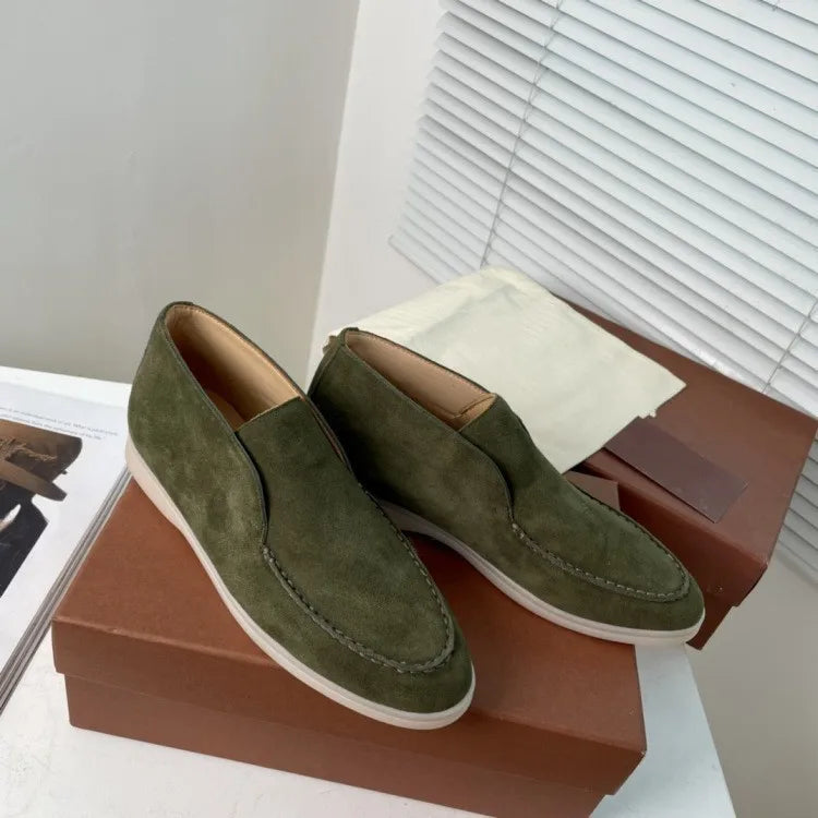 Large Size 44-47 High Top Loafers Shoes for Women, One Foot Retro Flat and Ankle Boots, Couple's Casual Shoes