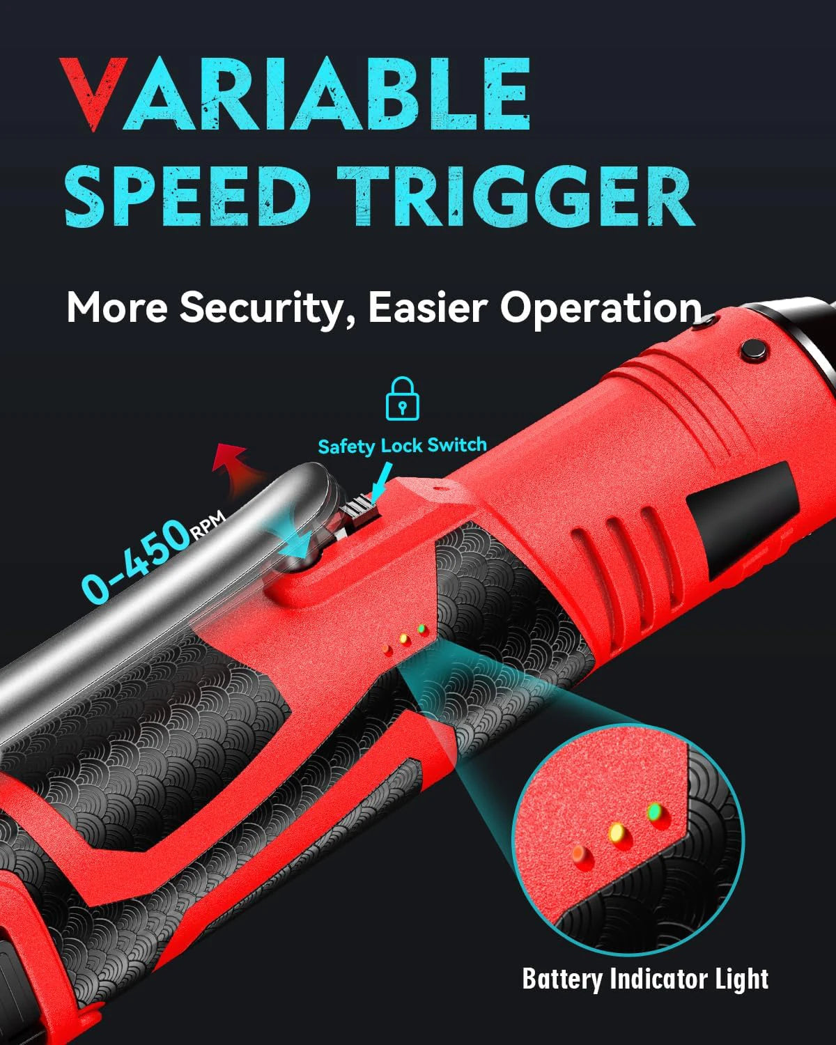 16.8V/18V Cordless Right Angle Ratchet Wrench 450RPM 3/8 Inch Drive Electric Wrench Portable Nut Disassembly Spanner Car Motorcycle Bicycle Repair Maintenance Hand Tool With 2 Lithium Batteries